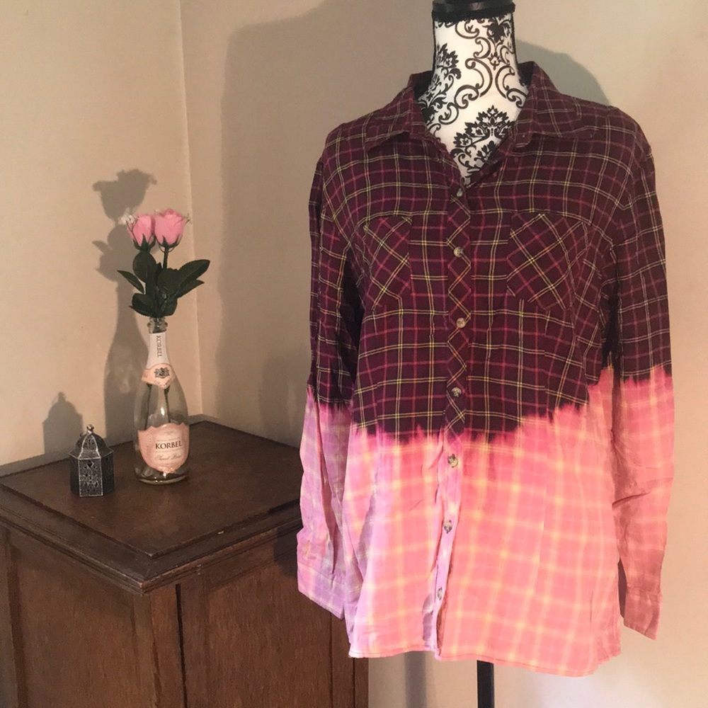 LLBEAN PLAID BUTTON DOWN - HAND DYED